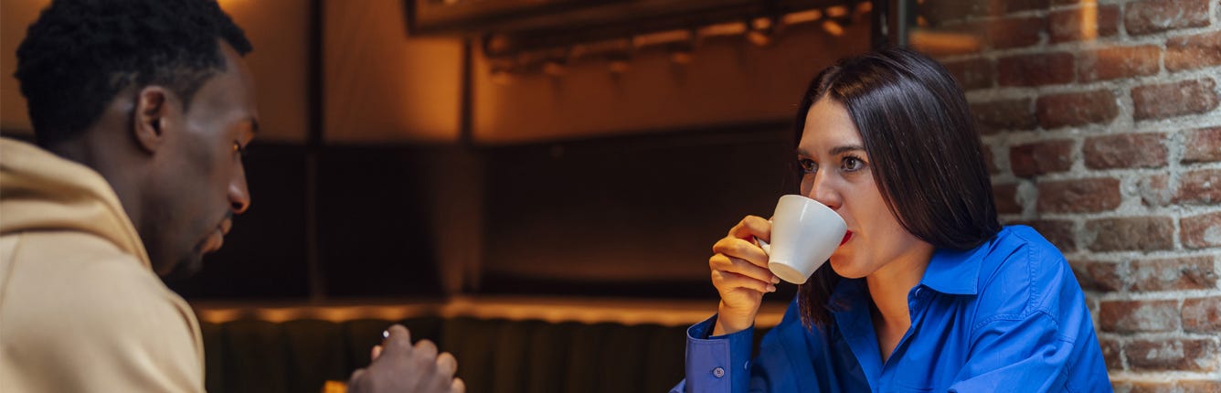 Friends catching up with coffee